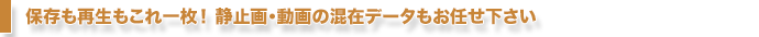 保存も再生もこれ一枚！静止画・動画の混在データもお任せ下さい